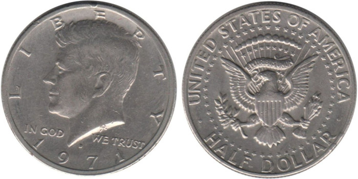 ESTADOS UNIDOS - K-202b.- 1/2 DOLAR 1971 D. MBC - NIQUEL