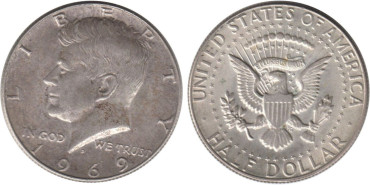 ESTADOS UNIDOS - K-202a - 1/2 DOLAR 1969 , SC PLATA