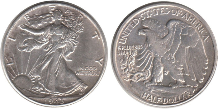 ESTADOS UNIDOS - K-142 - 1/2 DOLAR 1943, EBC, PLATA