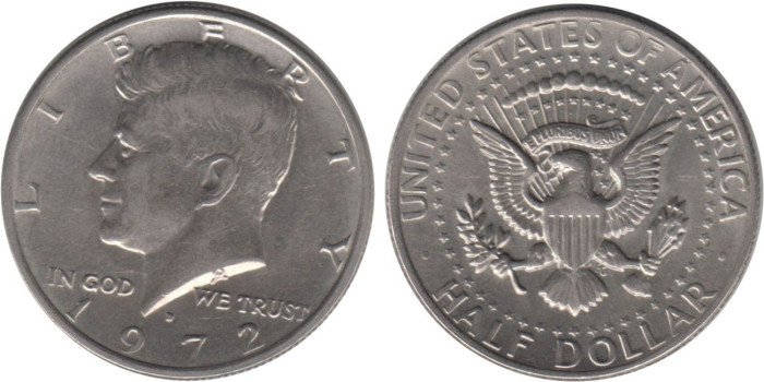 ESTADOS UNIDOS - K-205d.- 1/2 DOLAR 1972 D. MBC - NIQUEL