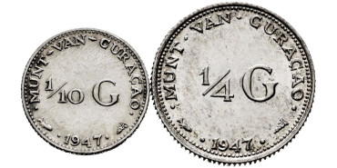 HOLANDA CURACAO - K-43/44 - 1/4 Y 1/10 CENTIMO 1947 - MBC+  