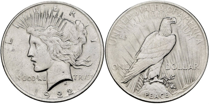 ESTADOS UNIDOS - K150 - 1 DÓLAR 1922 EBC+
