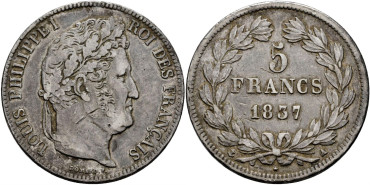 FRANCIA - K-0749.1 - 5 FRANCOS 1837A MBC