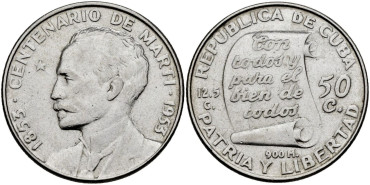 CUBA - K-028 - 50 CENTAVOS 1953 - EBC