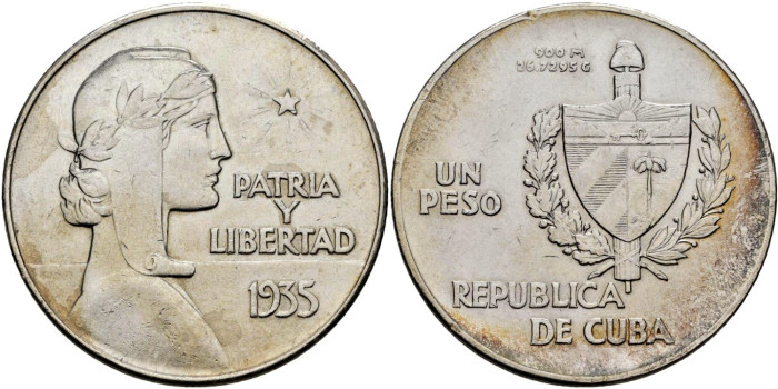 CUBA - K-022 - 1 PESO 1935 - EBC 