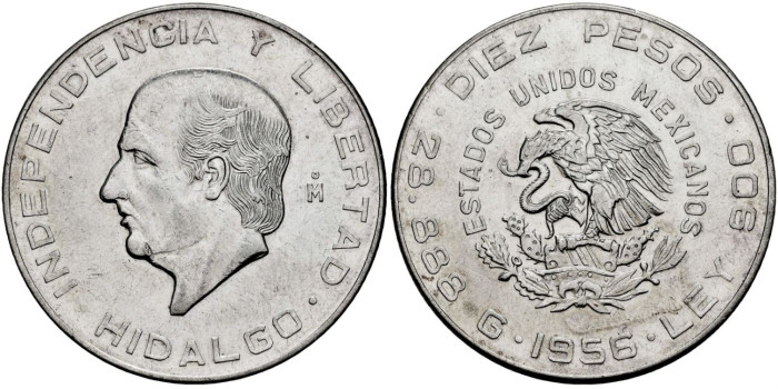 MEXICO - K474 - 10 PESOS 1956 - SC