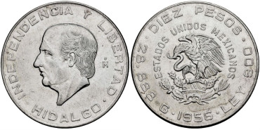 MEXICO - K474 - 10 PESOS 1956 - SC