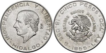 MEXICO - K-469 - 5 PESOS 1955 - EBC