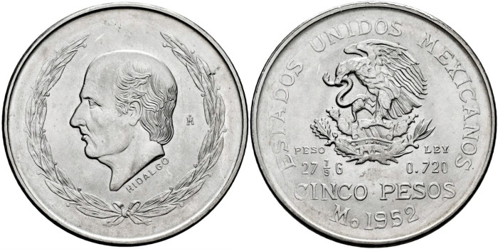 MEXICO - K-467 - 5 PESOS 1952 - SC