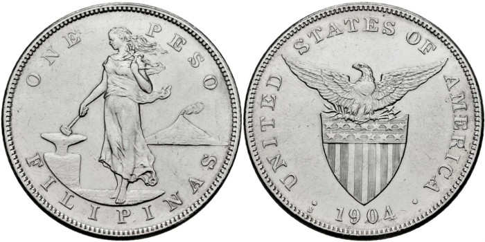 FILIPINAS - K-168- 1 PESO 1904 S. SC - PLATA