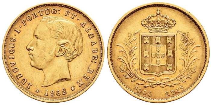 PORTUGAL - K-508 - 5000 REIS 1862 LUIS I - ORO