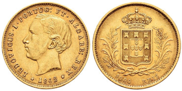 PORTUGAL - K-508 - 5000 REIS 1862 LUIS I - ORO