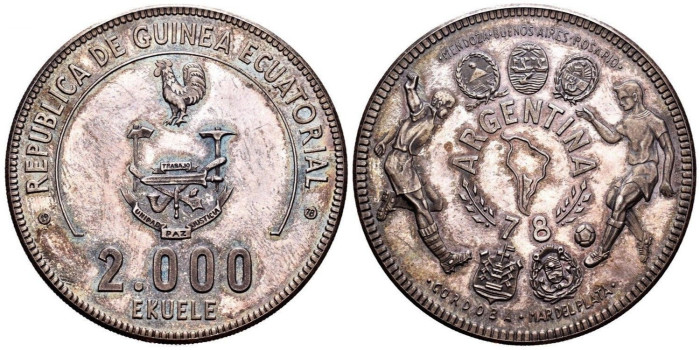 GUINEA ECUATORIAL - K-038.- 2000 EUKELE 1978 ARGENTINA FUTBOL. PROOF - PLATA