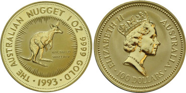 AUSTRALIA K-0393 100 DOLLARS CANGURO 1993 - ORO