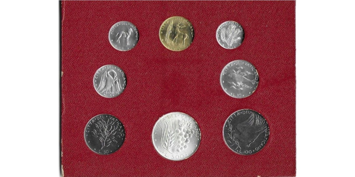 VATICANO - K-116/23.- SET OFICIAL VATICANO 8 VALORES LIRAS 1973
