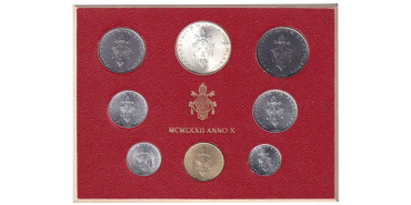 VATICANO - K-116/23.- SET OFICIAL VATICANO 8 VALORES LIRAS 1972
