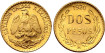 MEXICO K-461 - 2 MEXICAN GOLD PESOS
