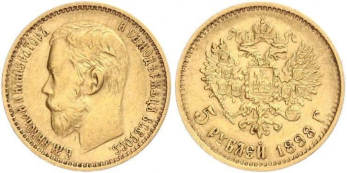 RUSIA - K-062 - 5 RUBLOS 1898r - ORO
