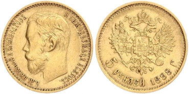 RUSIA - K-062 - 5 RUBLOS 1901r - ORO