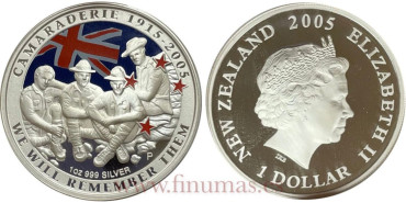 NUEVA ZELANDA - K-154  1 DOLAR 2005 CAMARADERIE- PROOF. COLOR