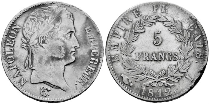 FRANCIA  K0694.7 - 5 Francos 1812 I - MBC
