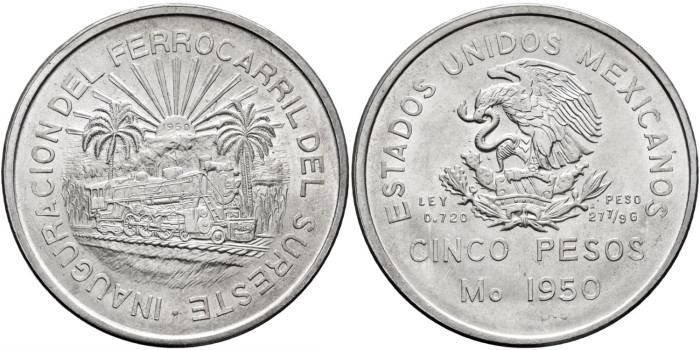 MEXICO - K466 - 5 Pesos 1950 - SC