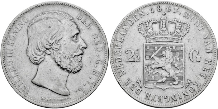 HOLANDA - K-082 - 2 1/2 Gulden 1867 - MBC