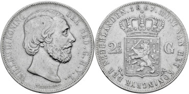 HOLANDA - K082 - 2 1/2 Gulden 1867 - MBC