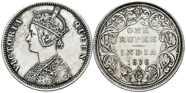 INDIA BRITANICA K473 1 Rupia 1876 EBC-