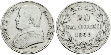 VATICANO - K-1360b- 20 Baiocchi 1865 XX r. MBC-