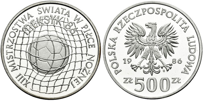 POLONIA - K-225.- 500 Zlotych 1986 -Proof