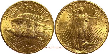 EE.UU  K-127 - 20 DOLLAR  SAINT-GAUDENS 1915-S. S.C/UNC.  ORO