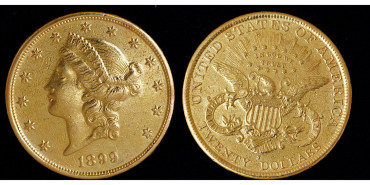 EE.UU  K-127 - 20 DOLLAR  Coronet Head 1899-S. MBC+. ORO