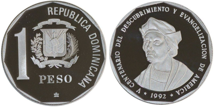 Republica Dominicana - K-082.- 1 Peso 1992 Colon - Plata Proof