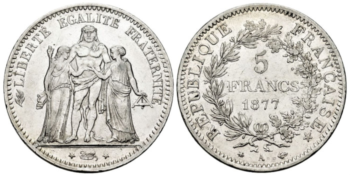 FRANCIA - K-0820 - 5 FRANCOS 1877A - EBC