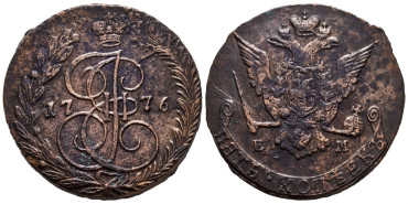 RUSIA - K-059.3 - 5 Kopeks 1776 - BC. Catalina II