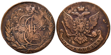 RUSIA - K-059.3 - 5 Kopeks 1765 - BC. Catalina II
