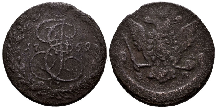 RUSIA - IMPERIO - K-059.3 - 5 Kopeks 1769 - BC. Catalina II