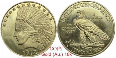 copy of EE.UU  K-130.- 10 DOLLAR INDIAN HEAD. VARIOS AÑOS - ORO