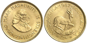 SUDAFRICA - K-020  2 Rand 1967 - ORO.