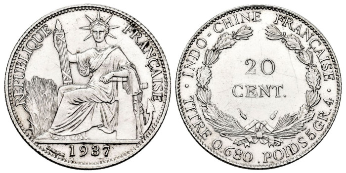 FRANCIA-INDOCHINA - K017 - 20 Ctm 1937 SC