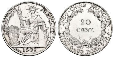 FRANCIA-INDOCHINA - K017 - 20 Ctm 1937 SC