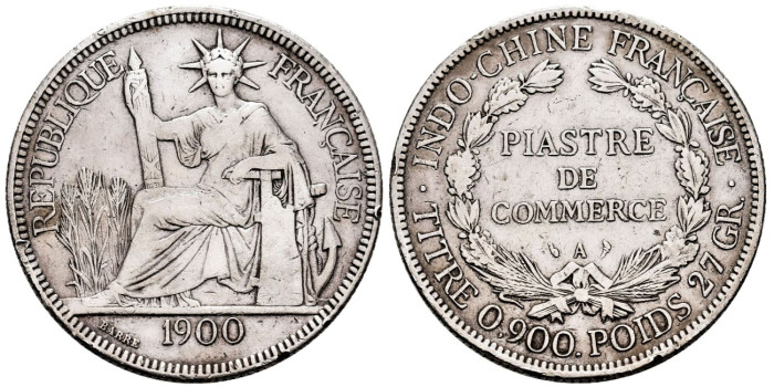 FRANCIA-INDOCHINA - K05 - 1 Piastra 1900 BC+
