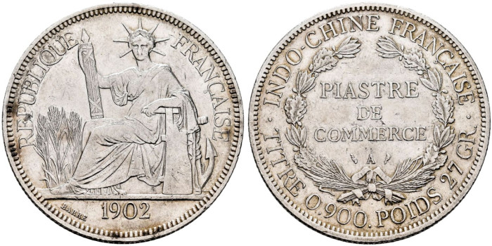 FRANCIA-INDOCHINA - K05 - 1 Piastra 1902 MBC