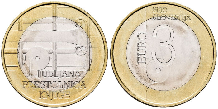 ESLOVANIA - K-095  3 Euros 2010 - Capital del libro - SC