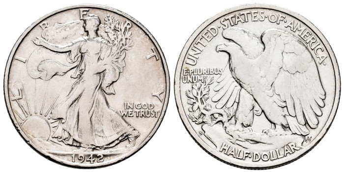 ESTADOS UNIDOS K142 - 1/2 Dolar 1942 S - SC-