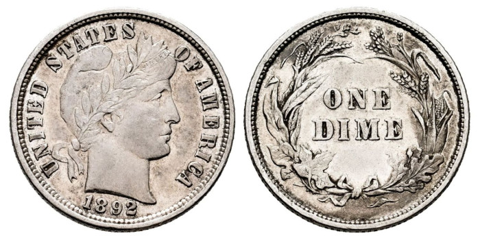 ESTADOS UNIDOS K113 - 10 Centavos 1892 - EBC-