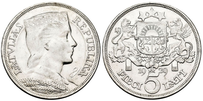 LETONIA K09 - 5 Lati 1929 - SC-