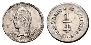MEXICO - K368.3 - 1/4 REAL 1843 Guadalajara MC - EBC+