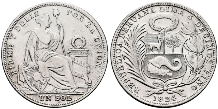 PERU - K-218.1 - 1 SOL 1924 - EBC-